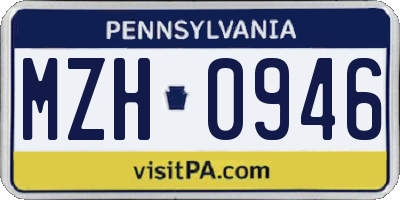 PA license plate MZH0946