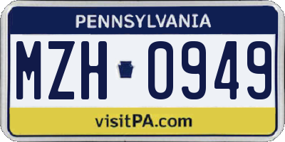 PA license plate MZH0949