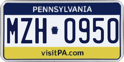 PA license plate MZH0950
