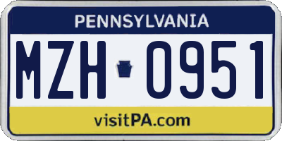 PA license plate MZH0951