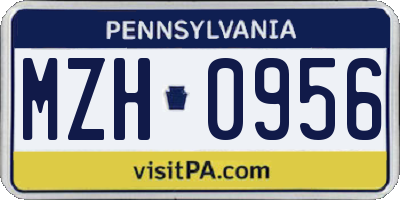 PA license plate MZH0956