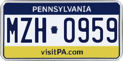 PA license plate MZH0959