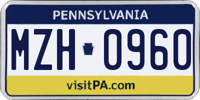 PA license plate MZH0960