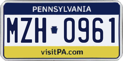 PA license plate MZH0961