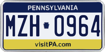 PA license plate MZH0964