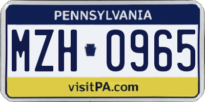 PA license plate MZH0965