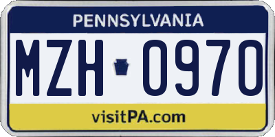 PA license plate MZH0970