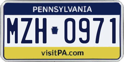 PA license plate MZH0971