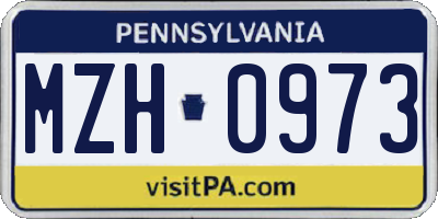 PA license plate MZH0973
