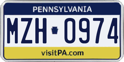 PA license plate MZH0974