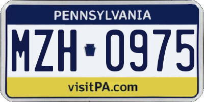 PA license plate MZH0975