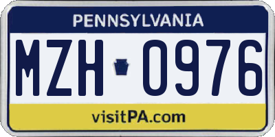 PA license plate MZH0976