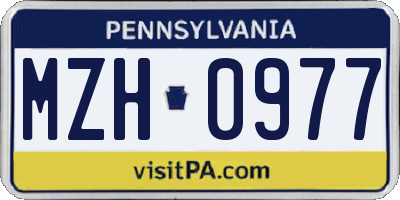 PA license plate MZH0977