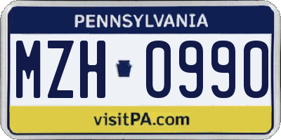 PA license plate MZH0990