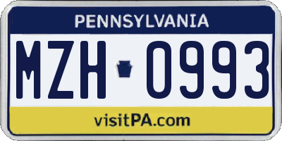 PA license plate MZH0993