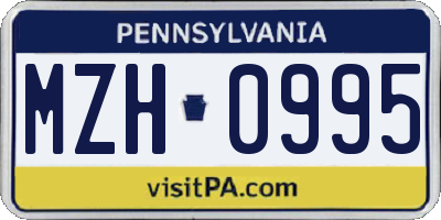 PA license plate MZH0995