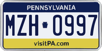 PA license plate MZH0997