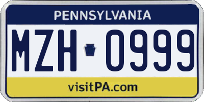 PA license plate MZH0999