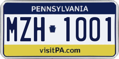 PA license plate MZH1001