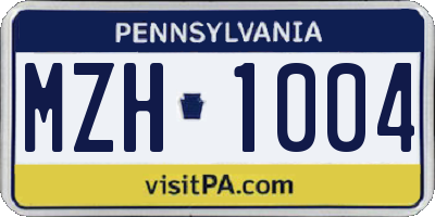PA license plate MZH1004
