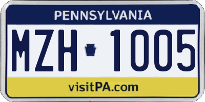 PA license plate MZH1005