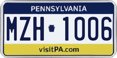 PA license plate MZH1006