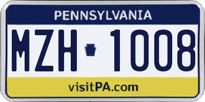 PA license plate MZH1008