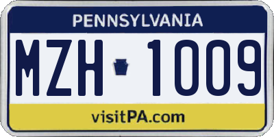 PA license plate MZH1009