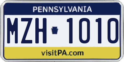 PA license plate MZH1010