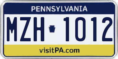 PA license plate MZH1012