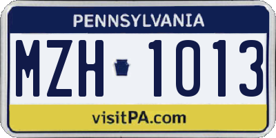 PA license plate MZH1013