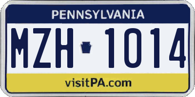 PA license plate MZH1014