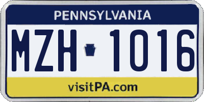 PA license plate MZH1016