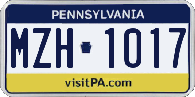 PA license plate MZH1017