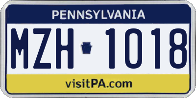 PA license plate MZH1018