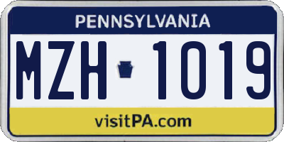 PA license plate MZH1019