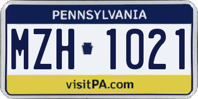 PA license plate MZH1021
