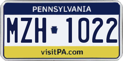 PA license plate MZH1022
