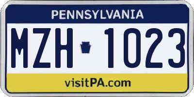 PA license plate MZH1023