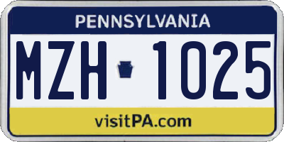 PA license plate MZH1025