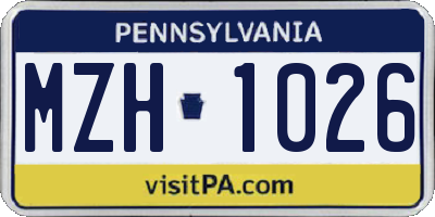PA license plate MZH1026