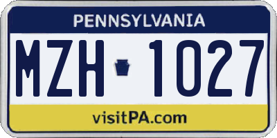PA license plate MZH1027