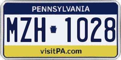 PA license plate MZH1028