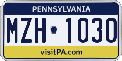 PA license plate MZH1030