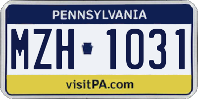 PA license plate MZH1031