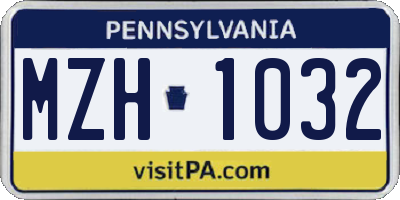 PA license plate MZH1032