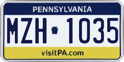 PA license plate MZH1035