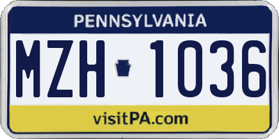 PA license plate MZH1036