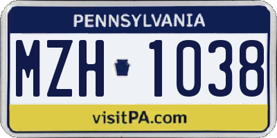 PA license plate MZH1038
