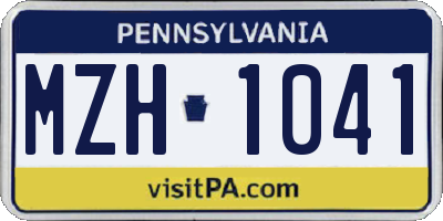 PA license plate MZH1041